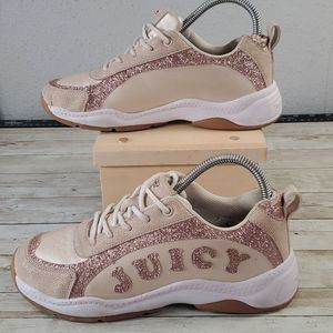 Juicy Couture‎ Beverly Blvd. Rose Gold Glitter Logo Sneakers Shoes Womens Size 5